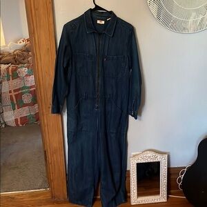 Levi's Blue Denim Zip Front Jumpsuit